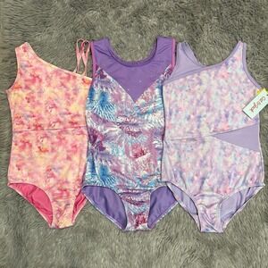 Cat & Jack Girls Bundle Of Gymnastics Leotards Purple Pink Girls Youth Large